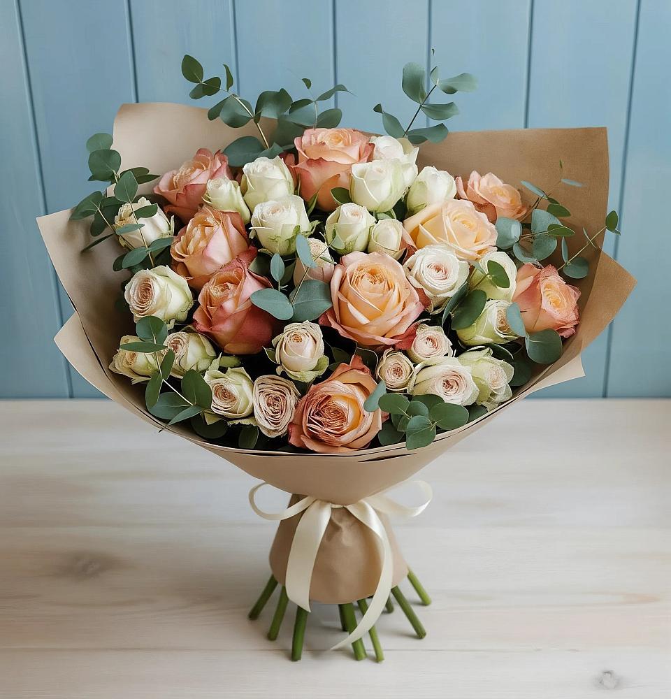 Букет цветов из: Альстромерии и Розы в Яшкуле