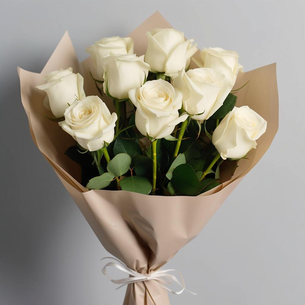 Букет 9 Белых роз Эдлесс Лав в Яшкуле