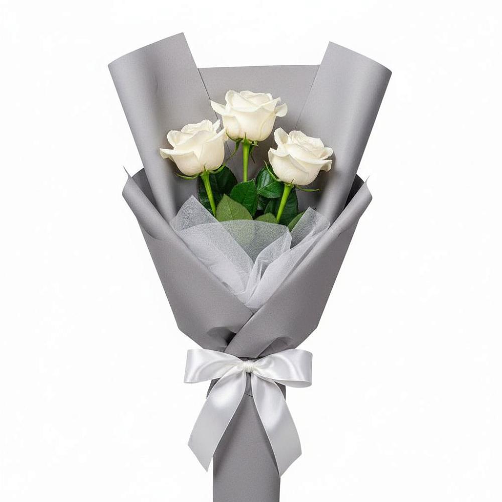 Букет 3 белые розы в Яшкуле