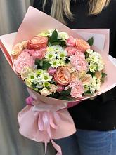Букет нежные объятья в Яшкуле Букет цветов из: Гвоздики, Розы и Хризантемы в Яшкуле