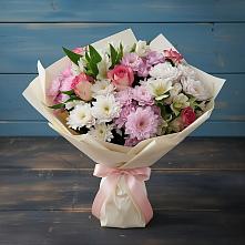 Букет цветов из:  Хризантемы, Альстромерии и Розы в Яшкуле