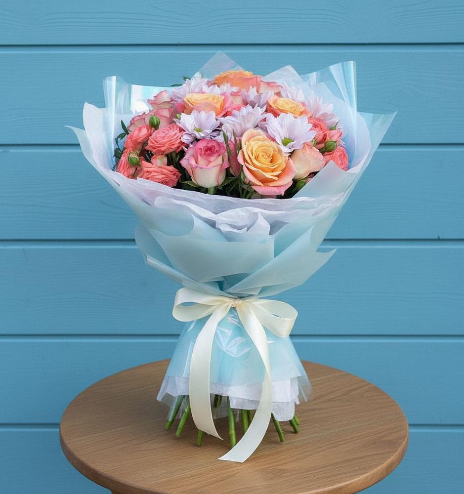 Букет цветов из: Хризантемы и Розы в Яшкуле