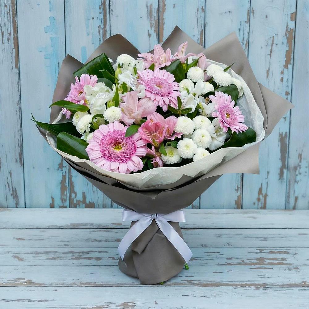 Букет цветов из: Герберы, Альстромерии и Хризантемы в Яшкуле