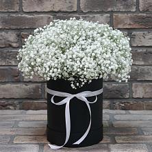 Цветочная композиция из Гипсофила в шляпной коробке в Яшкуле